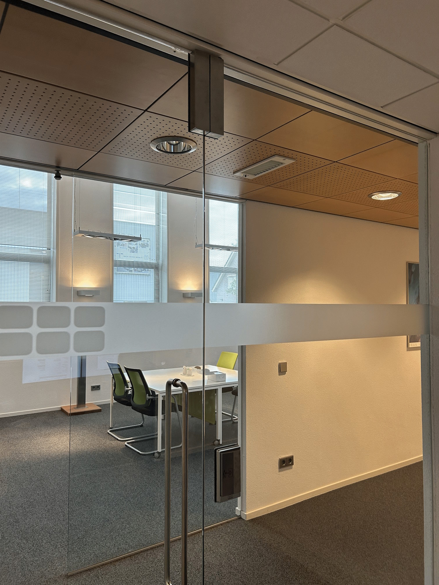 Internal access on a glass door that is control by a wireless switch